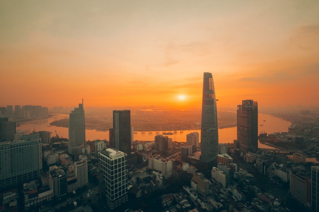 Ho Chi Minh City, Vietnam February 26, 2017: Aerial View Of Houses And Business And Sai Gon Center Of Ho Chi Minh City
