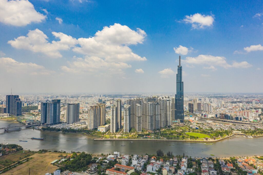 Beautiful Aerial Cityscape View Of Ho Chi Minh City, Vietnam
