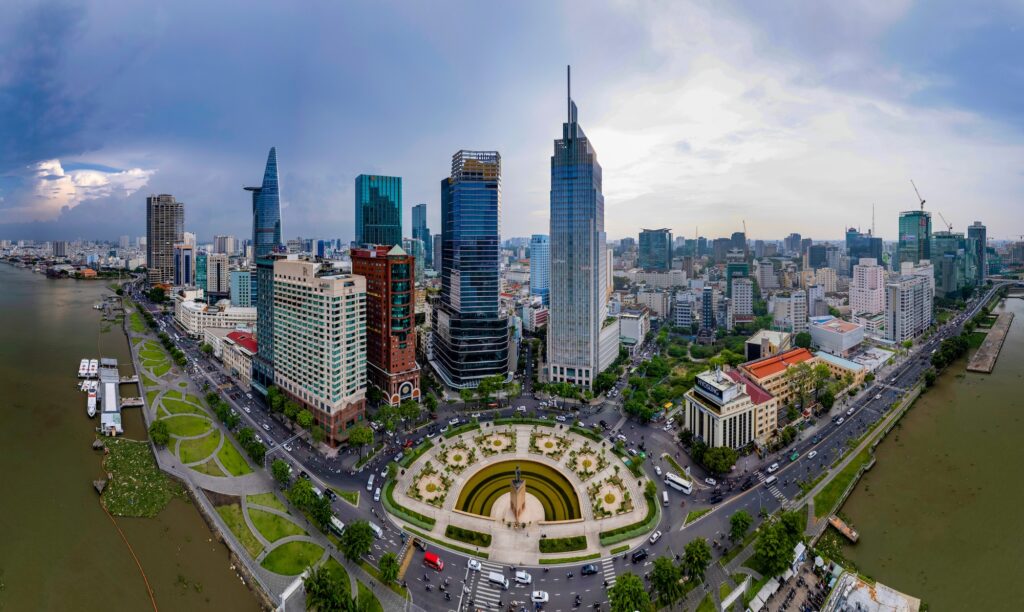 Sunset On Saigon Riverside, Ho Chi Minh City Vietnam. Photo Taken On May 2023