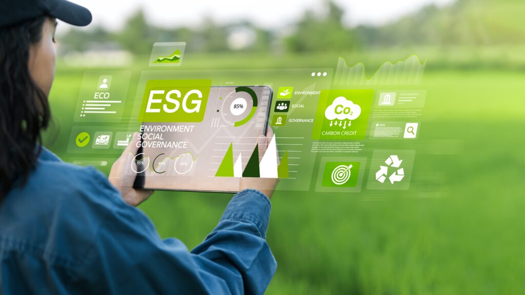 Environmental,,social,,and,governance,investment,business,concept.,woman,using,laptop